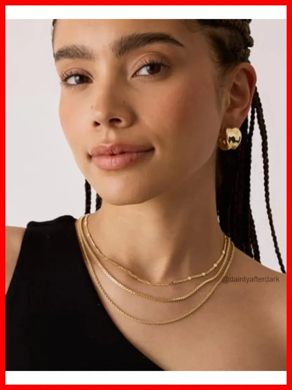 14K Gold Plated Dainty Layering Necklace Set Snake Curb Paperclip Chains